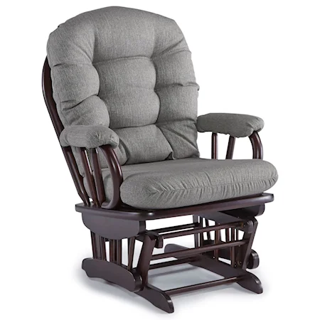 Traditional Glider Rocker with Tufted Cushion